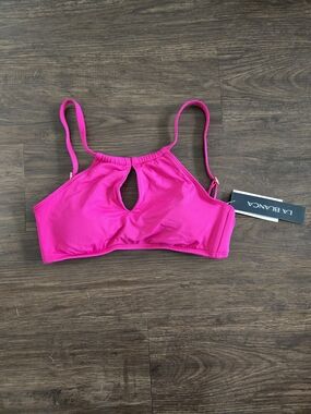 La Blanca Bright Pink Keyhole Swim Bikini Top NWT